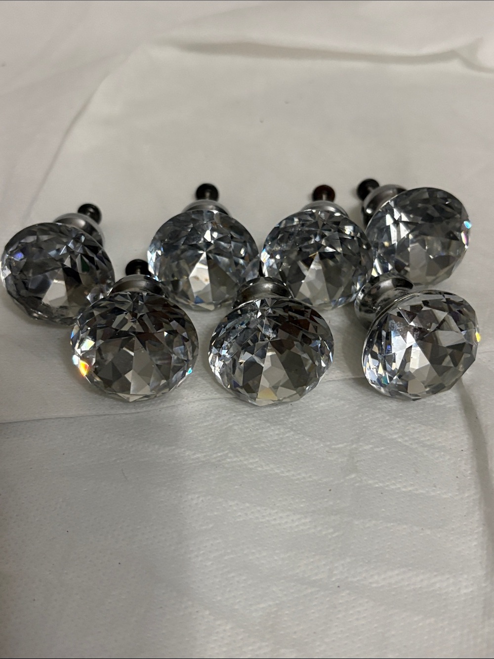 Crystal Glass Drawer Knobs - Clear (Set of 7)